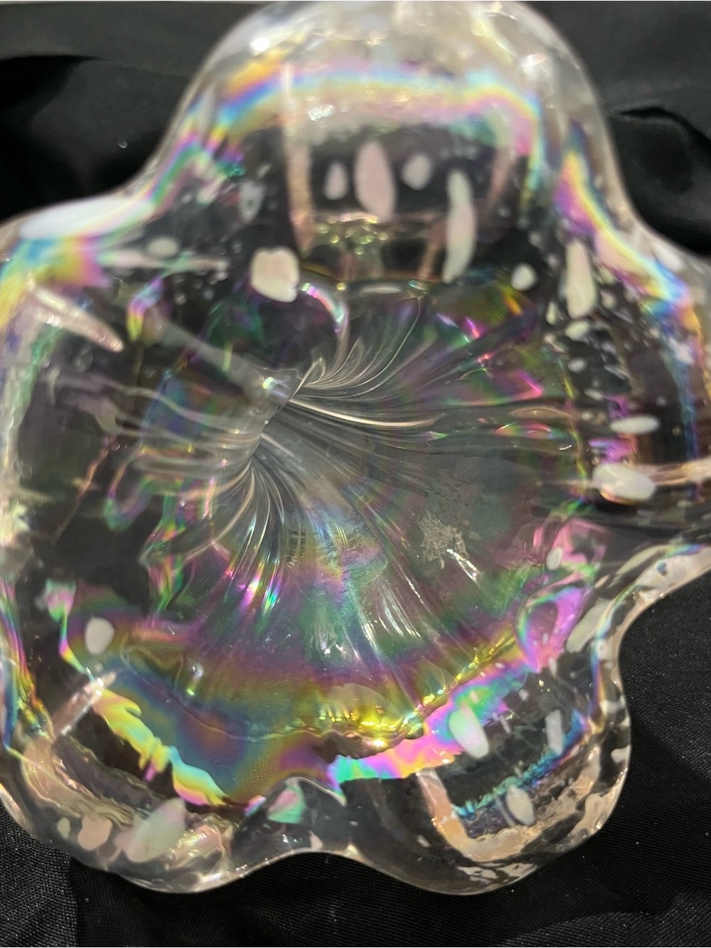 Silvestri Blown Glass Lily Stem Clear Iridescent Lustre Flower 7" - Picture 3 of 10